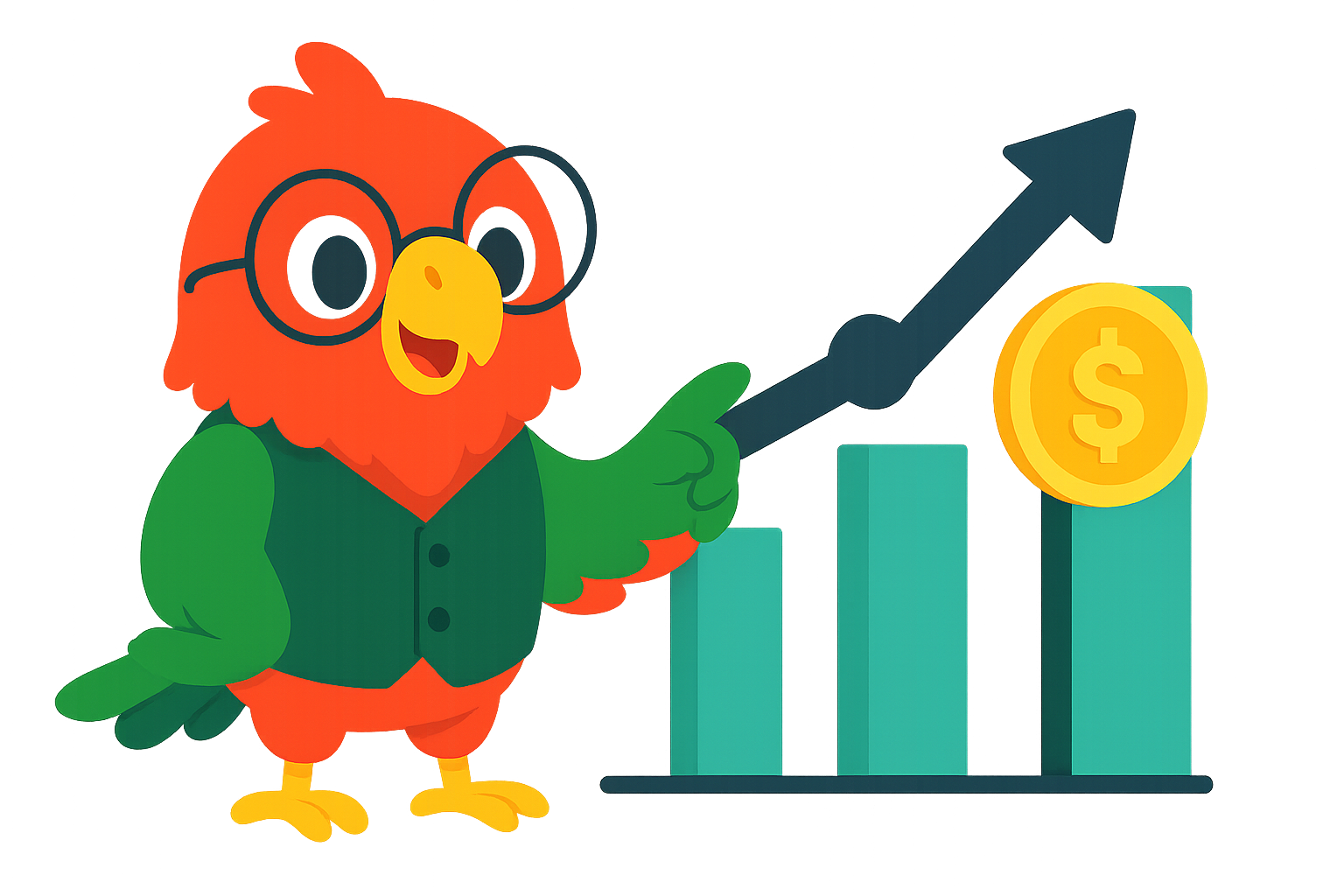 Character showing earnings growth